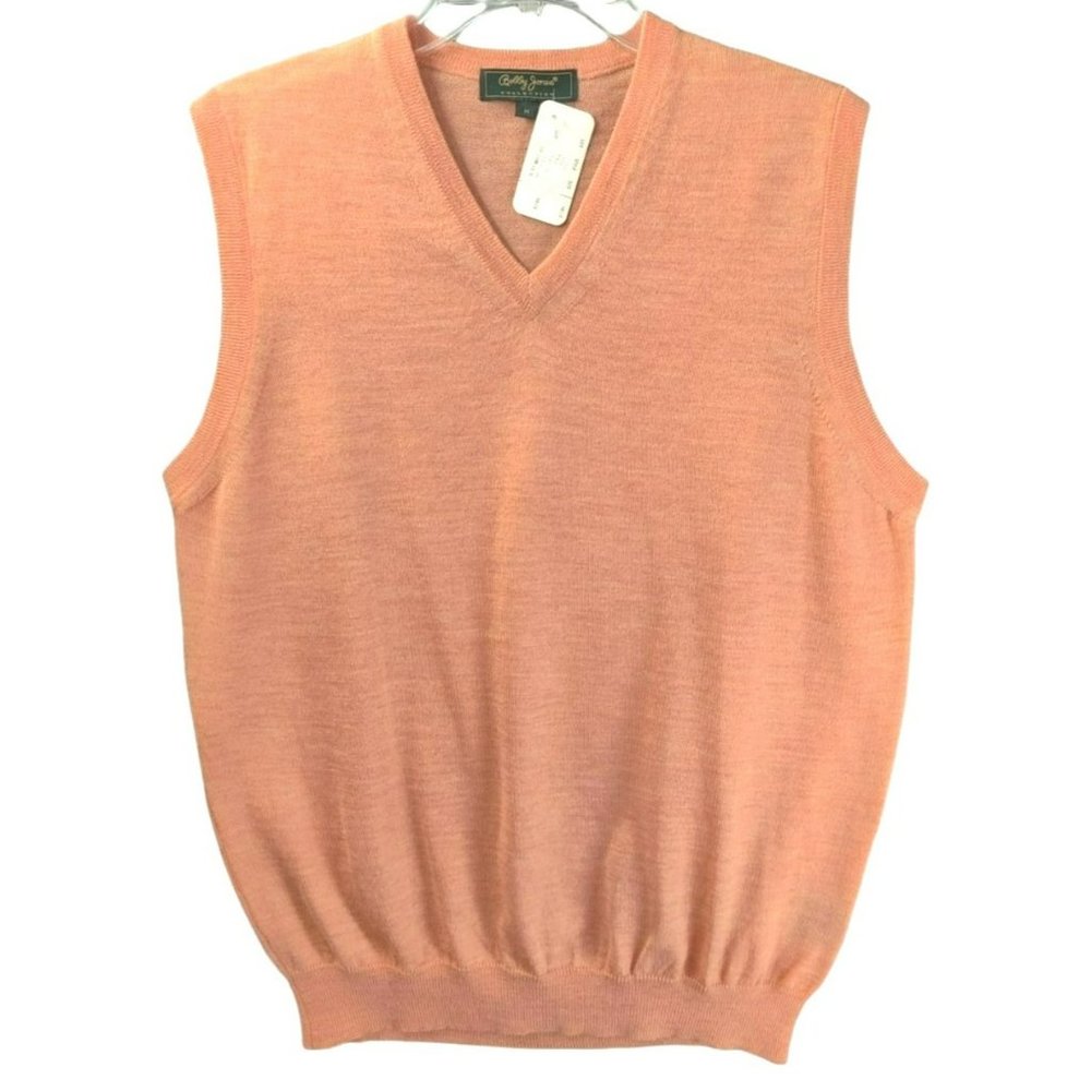 NWT Bobby Jones Collection Size M 100% Extra Fine Merino Wool Golf Sweater Vest